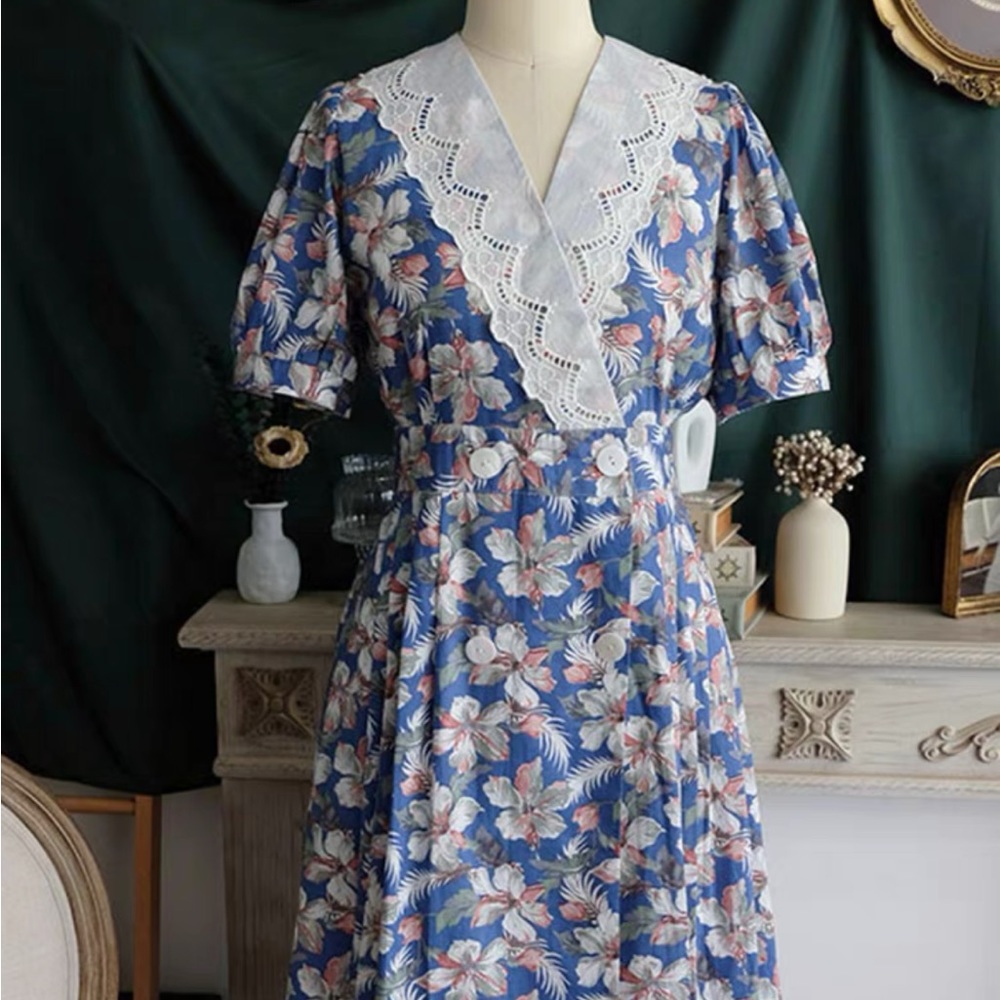 Handmade Vintage 80s warp dress 100% cotton